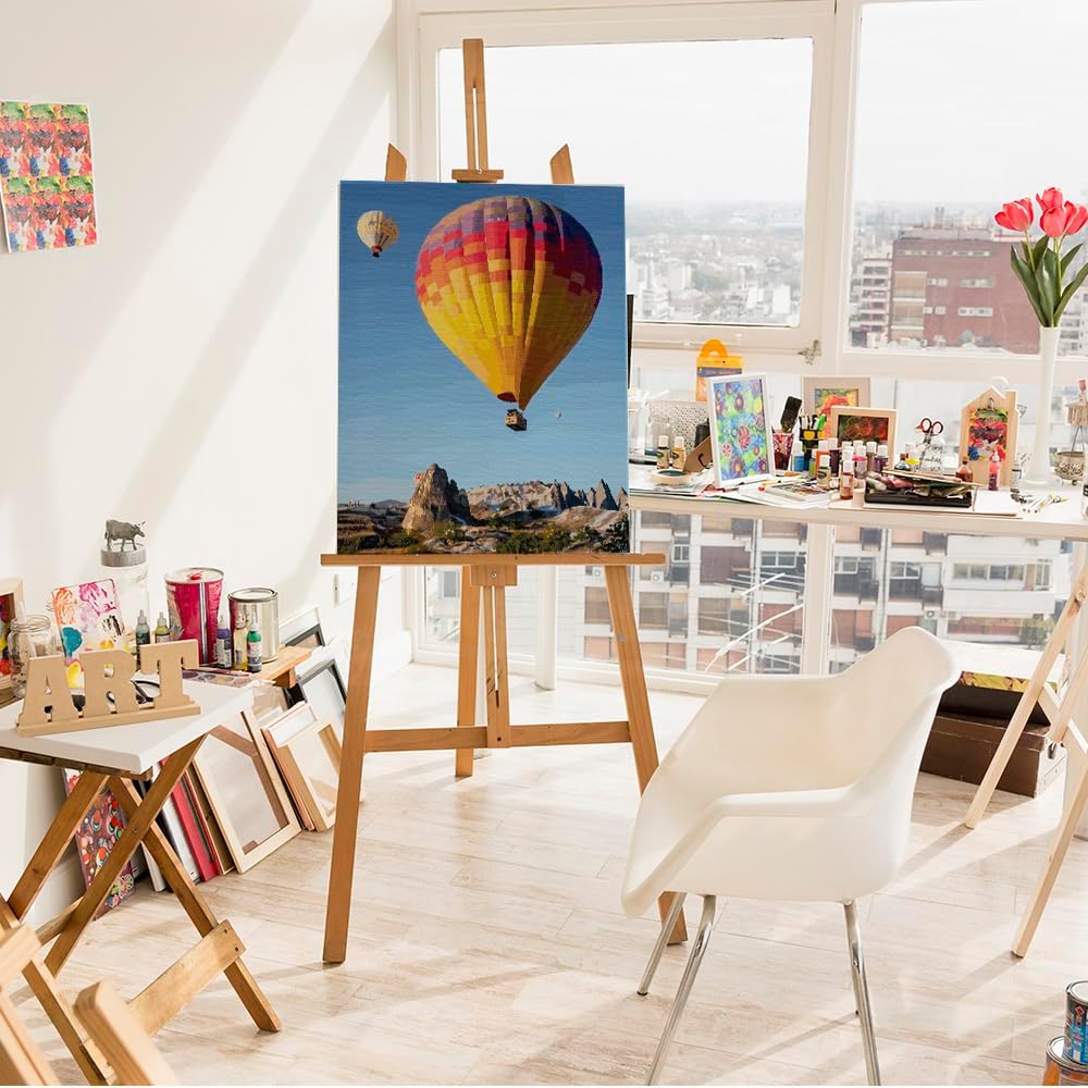 Artnapi Malen nach Zahlen Erwachsene mit Rahmen | DIY Handgemalt | Bunte Ballons über der Landschaft