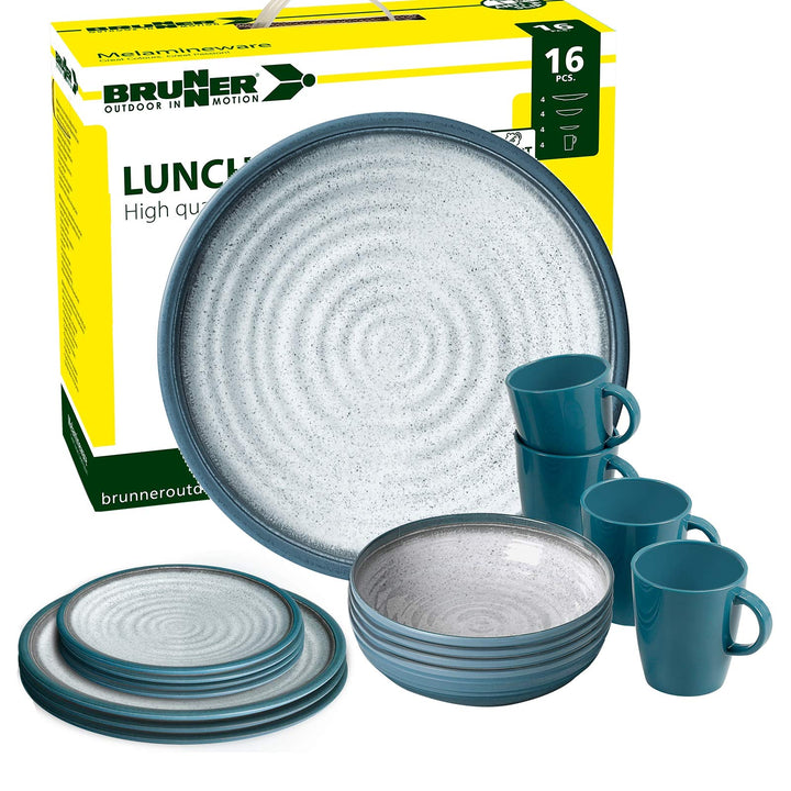 BRUNNER - Campinggeschirr Melamin (Set: 8, 12, 16 oder 36-Teilig), 2-4 Personen - Tuscany - Hochwert