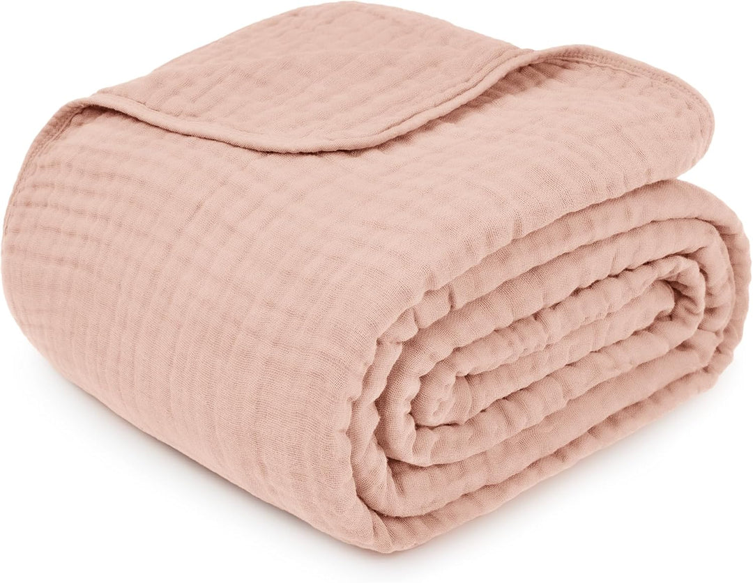 Musselin-Decke für Erwachsene, extra gross, 228,6 x 167,6 cm, 6-lagig, kühlende Baumwolle, weich, at