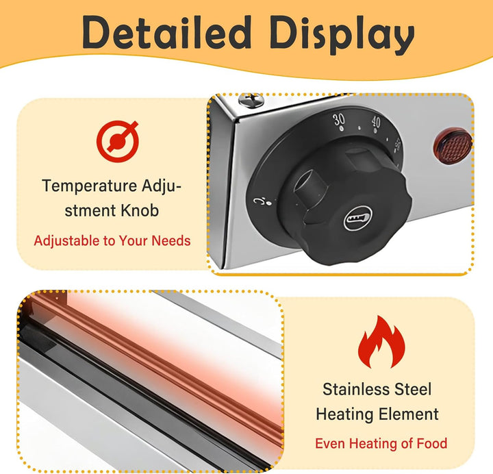 Wärmelampe Küche Gastro, Speisenwärmer Lampe mit Drehknopf-Temperaturregelung, Kommerzielle Gastro W