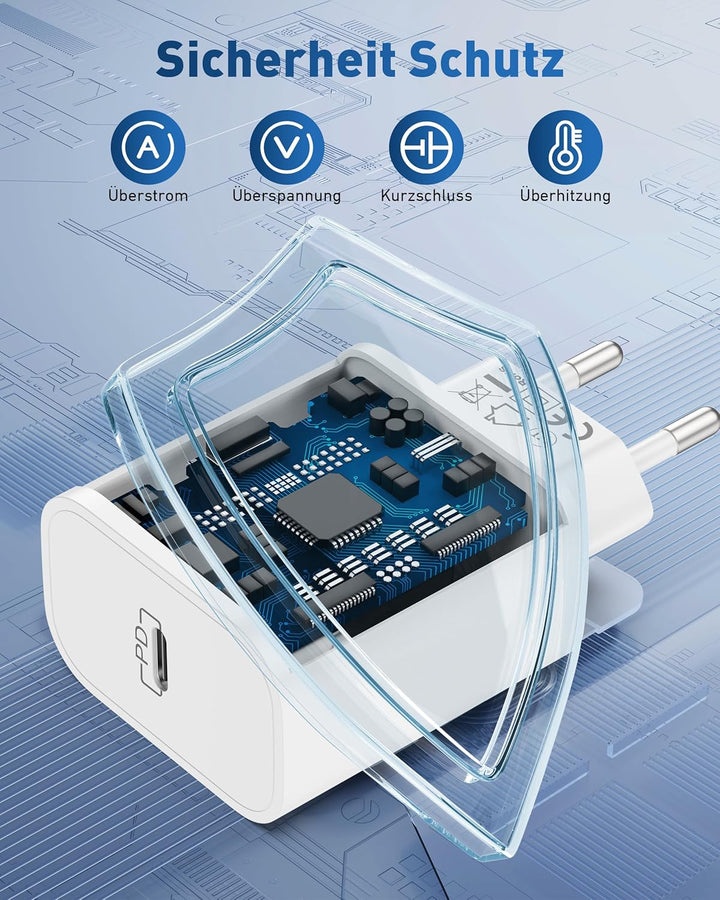 30W USB C Ladegerät mit 2M Ladekabel für iPhone 17e/17/16/16e/15 Pro Max, iPad Pro/Air, iPad 10/11/A