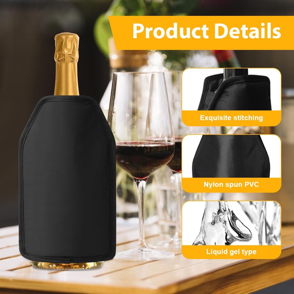 Weinkühler Manschette：2 Pcs Weinflaschenkühler,Extra lange Kühlung,Wasserabweisendes Nylon,Weinmansc