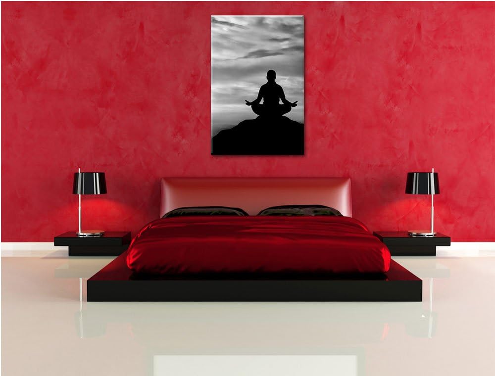 Pixxprint Monocrome, Meditation im Sonnenuntergang, Format: 100x70 auf Leinwand, 100x70