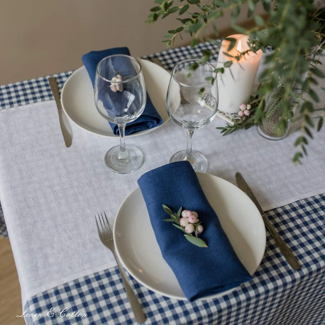 Linen & Cotton Tischläufer Stoff Tischband Tischdeko Hygge 100% Leinen, Weiss Weiss (40 x 200 cm) Re