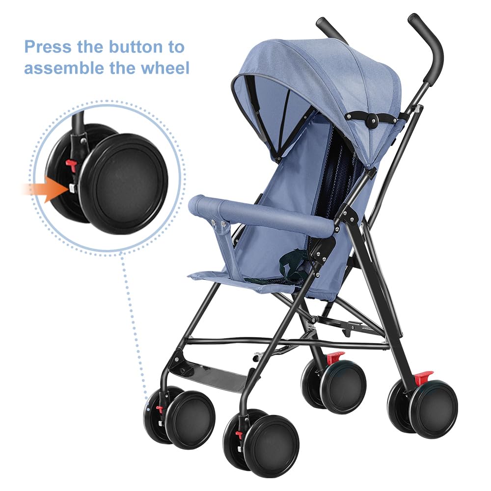 MUL-BOUTIQU Kinderwagen, Liegebuggy,Federleichter Reisebuggy 4.5 kg, Drehbare Vorderräder, für Kinde