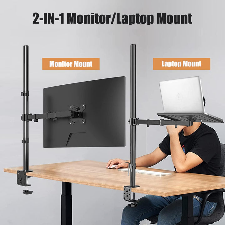 suptek Monitor Arm mit Laptop Halterung, Volleinstellbar für 13-27 Zoll LCD LED Bildschirm bis zu 17