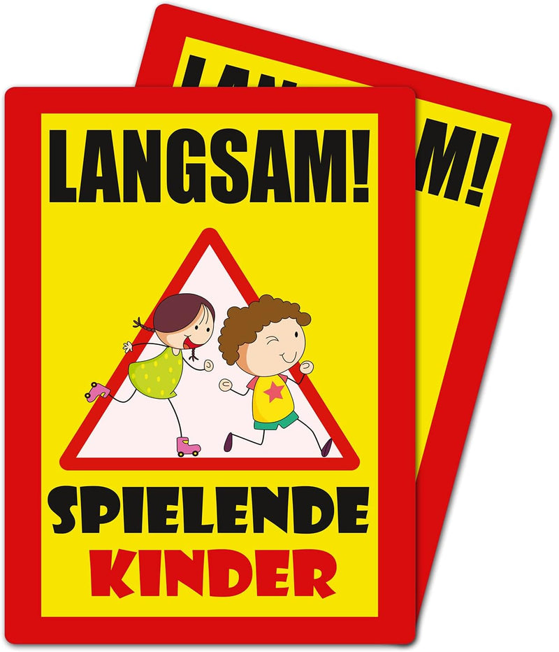 2 Stück XXL Langsam ! spielende KINDER Schild 30 x 40 cm aus stabiler PVC Hartschaumplatte 5mm mit U