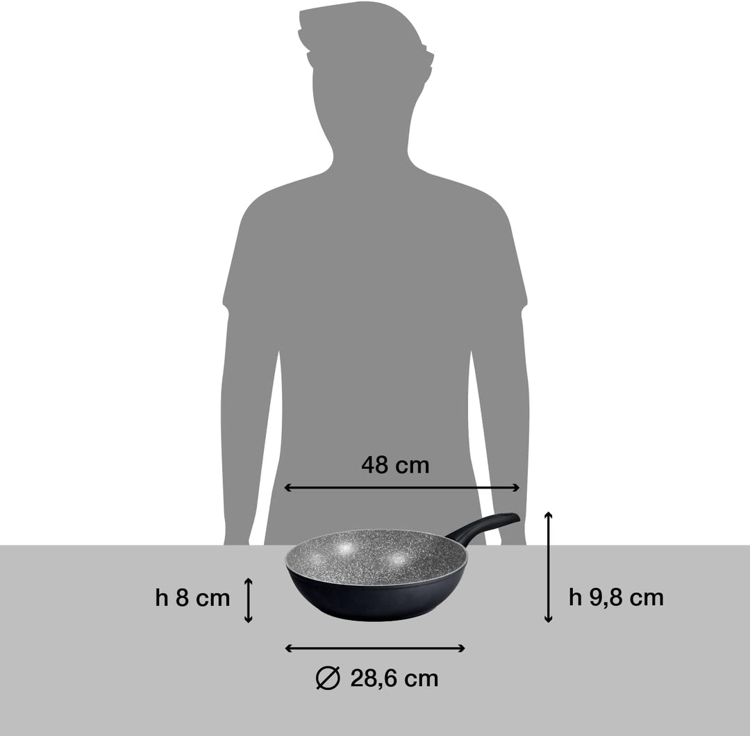 Aeternum 0E6SP28/TWFB Black Pearl Induction Wok 28 cm, induktionsgeeignet, Aluminium, Schwarz