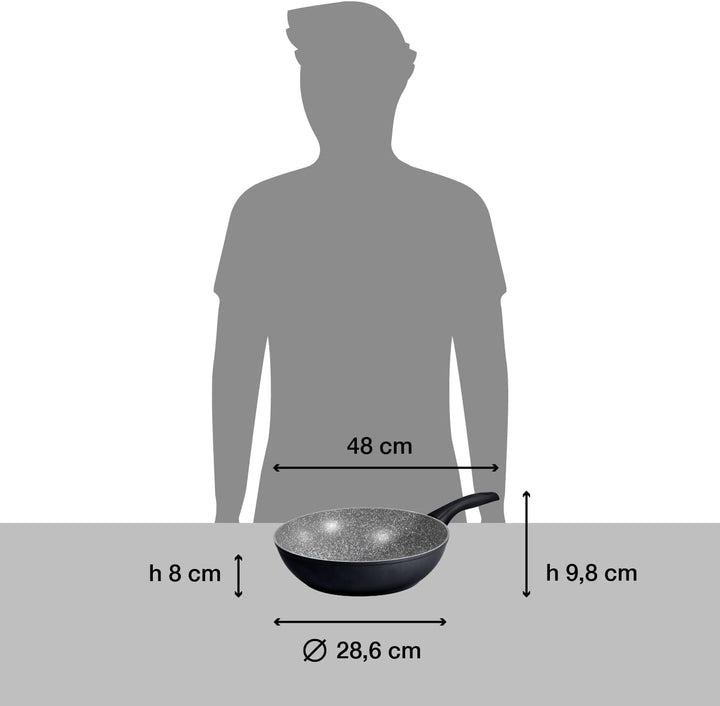 Aeternum 0E6SP28/TWFB Black Pearl Induction Wok 28 cm, induktionsgeeignet, Aluminium, Schwarz