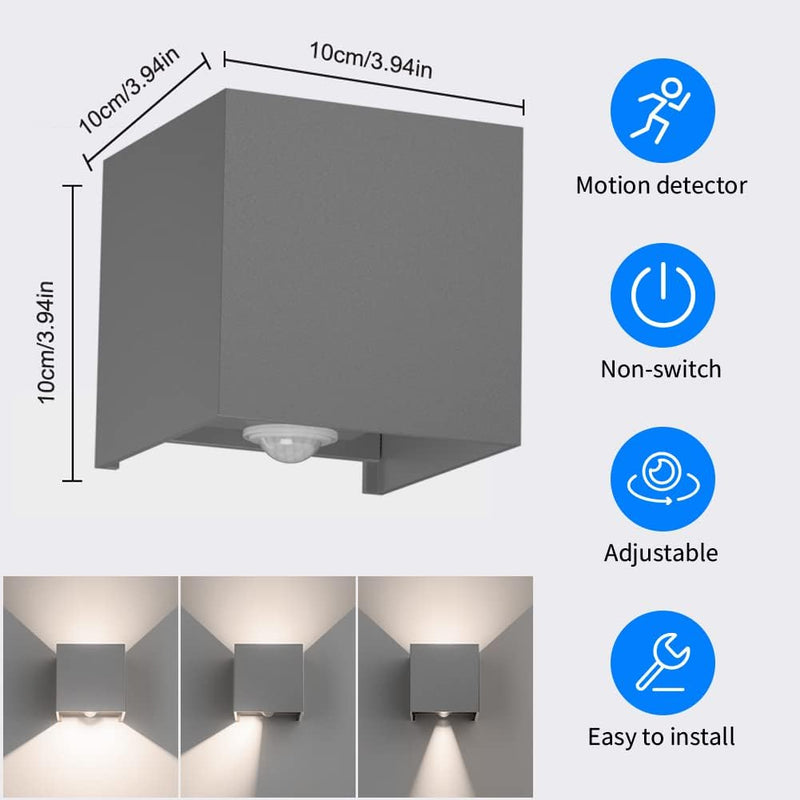 Klighten 12W Aussenlampe mit Bewegungsmelder, 2PCS Aussenleuchten mit bewegungsmelder Einstellbarer