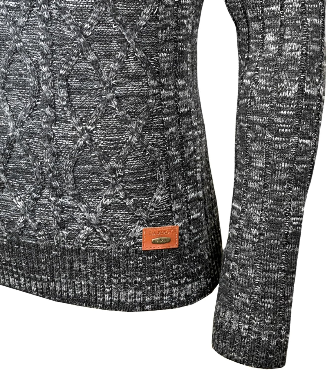 Herren Grobstrick Pullover Strickpullover Stehkragen Winter-Freizeit-Jacke Muster Design Meliert Swe