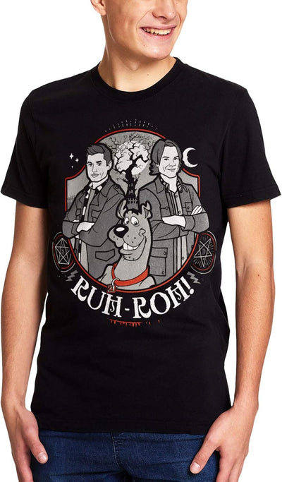 Elbenwald Supernatural T-Shirt Scoobynatural Ruh-Roh! Comic Frontprint für Herren schwarz L Mehrfarb