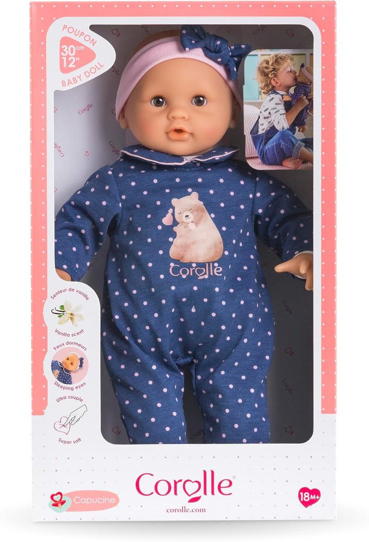 Corolle - Meine erste Babypuppe, Baby Calin Kapuzinerkresse – Bär, 30 cm, ab 18 Monate, 9000100910