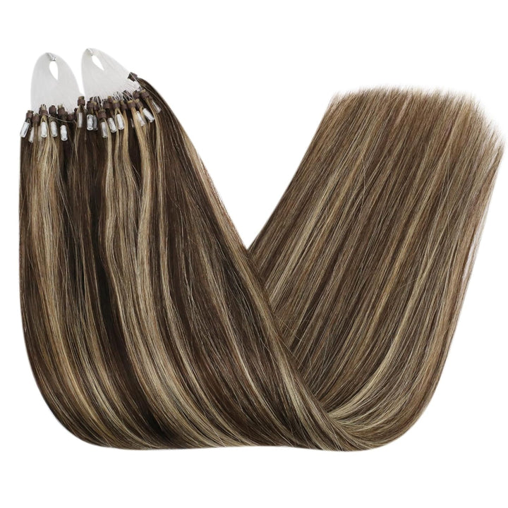 Ugeat 60cm Micro Loop Extensions Echthaar Echte Haarverlängerung Bonding 1g/Strähnen*50Strähnen Cold
