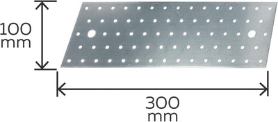 Alberts 847289 Lochplatte | sendzimirverzinkt | 300 x 100 mm | 20er Set 300 x 100 mm / 20 Stk., 300