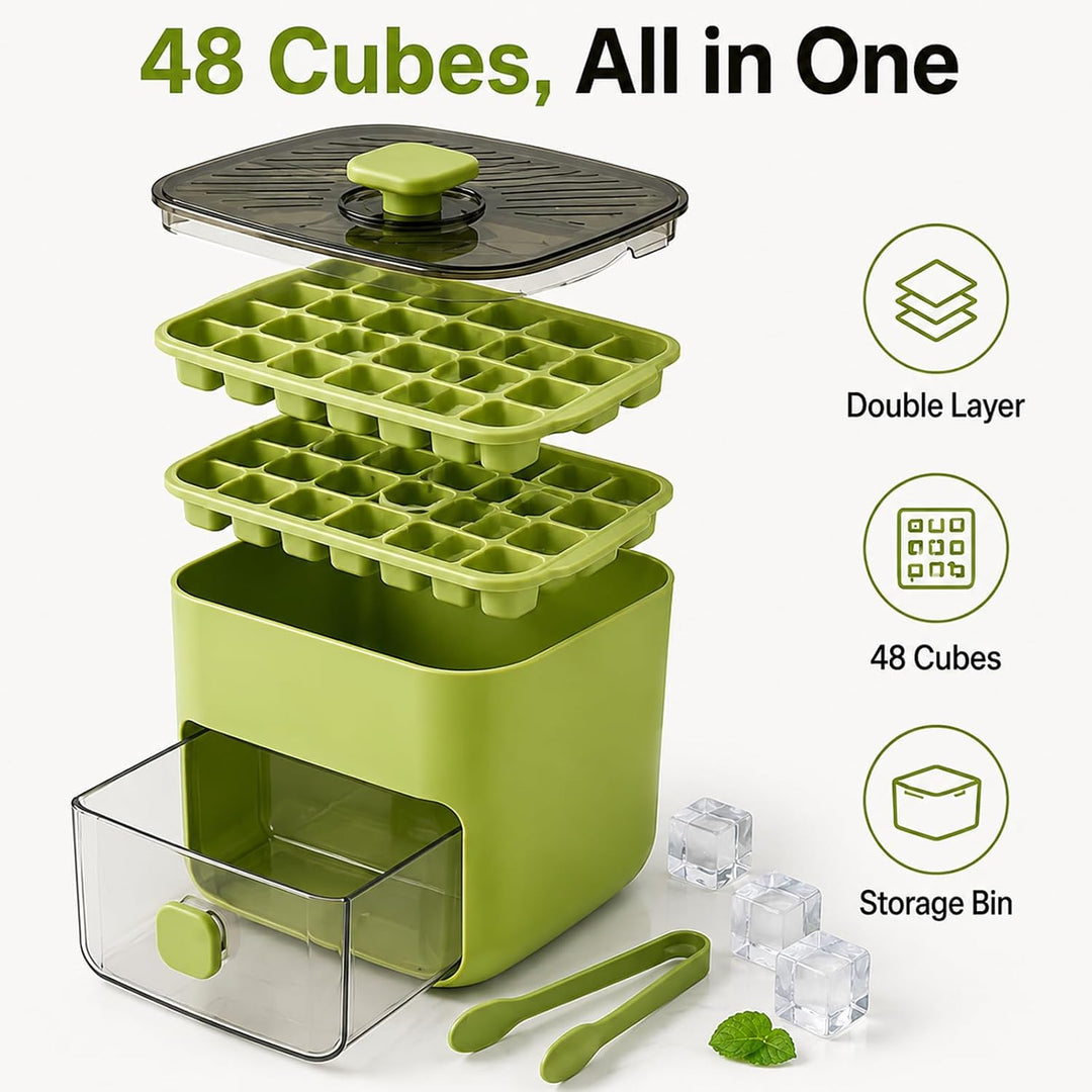 Klein Eiswürfelmaschine, Ice Cube Maker, 48 Stück Eiswürfel, einfaches Drücken, um das Eis zu lösen,