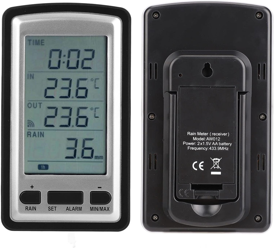 Qcwwy Drahtloser Regenmesser, Digitaler Drahtloser Regenmesser mit RCC-Regenwetterstation, Temperatu