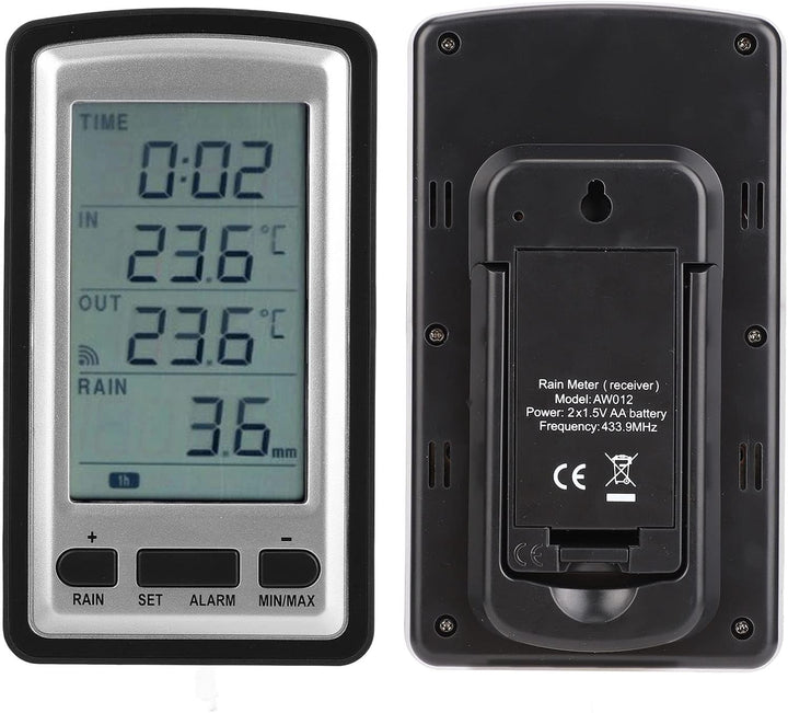 Qcwwy Drahtloser Regenmesser, Digitaler Drahtloser Regenmesser mit RCC-Regenwetterstation, Temperatu