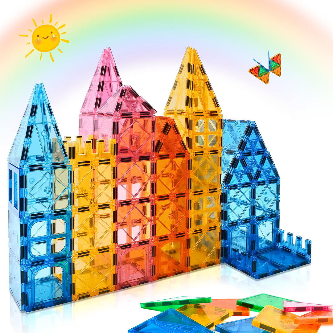 Magnetische Bausteine, 64 Teile, 3D, Montessori-Spielzeug für Kinder, pädagogisch und kreativ, magne
