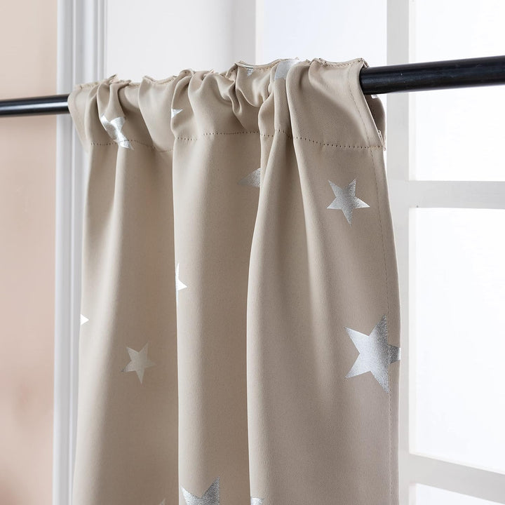 GIRASOLE HOME® Paar Verdunkelungsvorhänge weich gemustert, Sterne, weich, für Innenräume mit Tasche