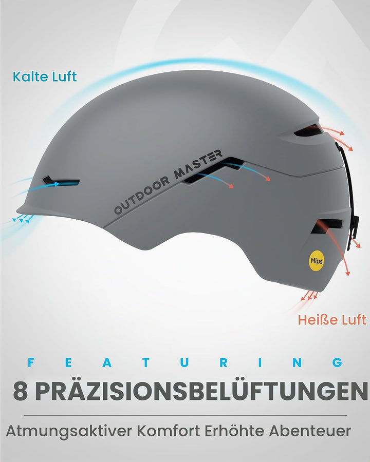 OutdoorMaster ELK MIPS Skihelm - Schneesporthelm Snowboardhelm für Männer Frauen &amp; Jugend Mattes Gra