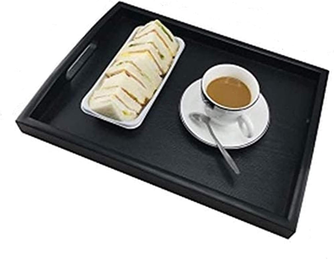 Dudoplatz Rechteckiges Serviertablett aus Holz mit grossem Griff aus schwarzem Holz 36x23 cm, 36x23