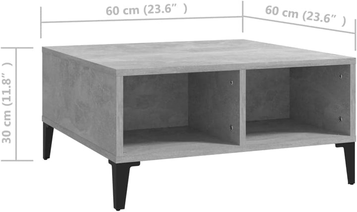 WIFESE Couchtisch mit 4 Fächer 60x60x30 cm Beistelltisch Holz Modernes Design Wohnzimmertisch Kleine