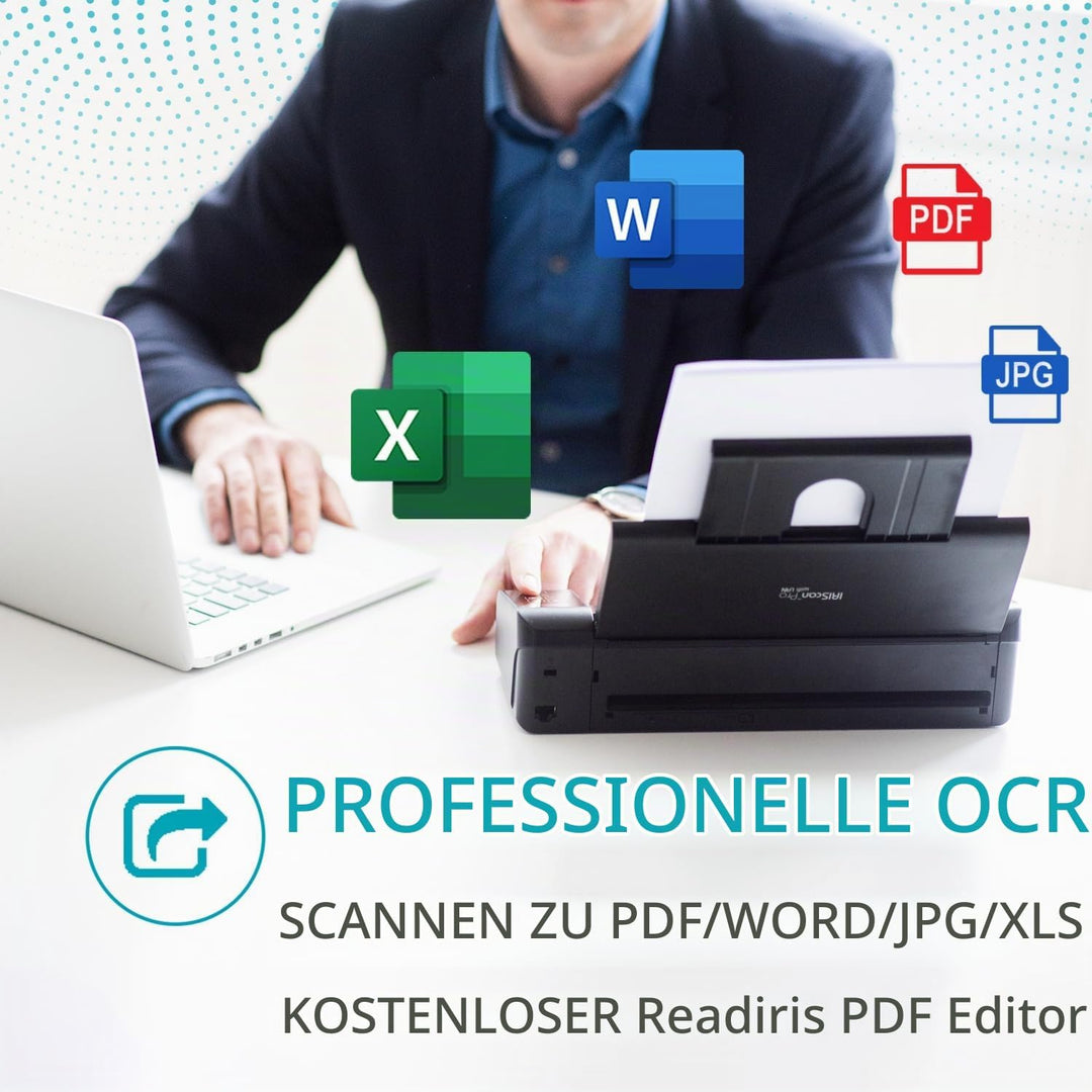 IRIScan PRO Scanner dokumentenscanner A4 20PPM ADF20 Duplex -v5: PDF-Editor, USB+AC-betrieben, PDF-S