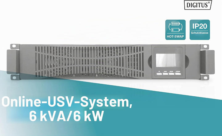 DIGITUS OnLine USV-System - 6 kVA / 6 kW - 19-Zoll 2HE Montage - Echte Doppelwandler-Technologie - O