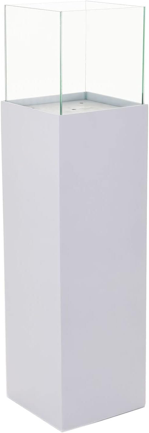 Windlicht-Säule Kerzenständer Deko-Laterne Candela Weiss Matt 100 cm hoch 25x25x100 cm Weiss Matt, 2