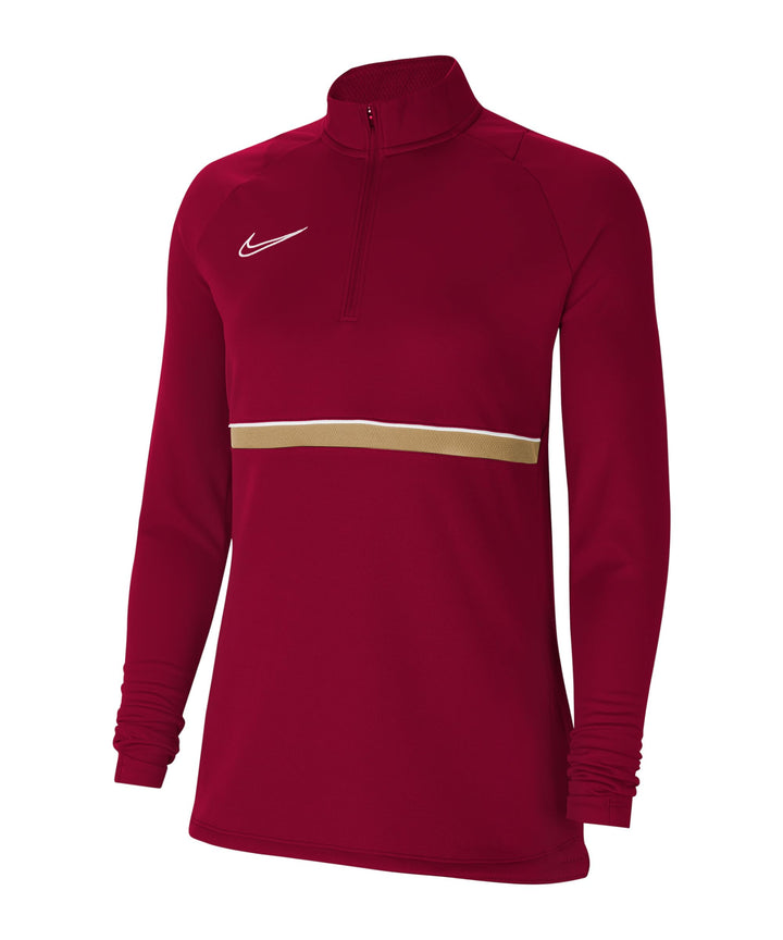 NIKE Damen Women's Academy 21 Drill Top Sweatshirt S Team Red/White/Jersey Gold/White, S Team Red/Wh