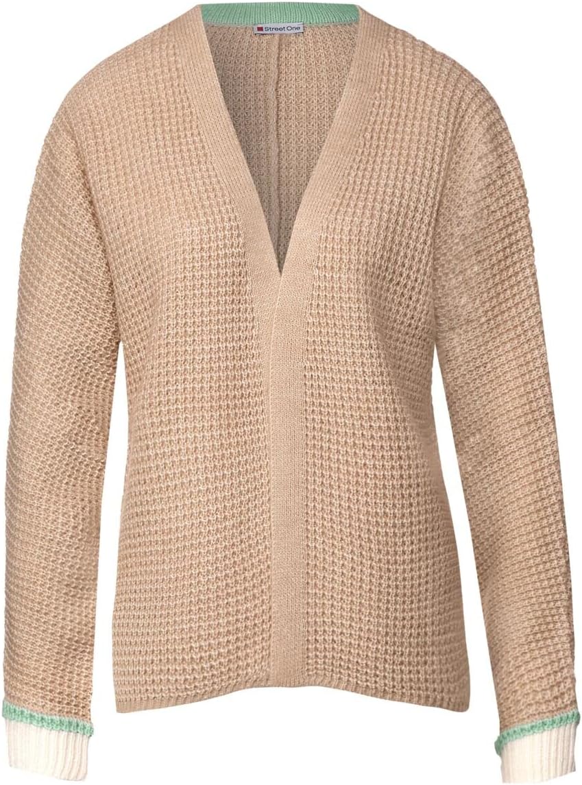 Street One Damen Offene Strickjacke, Buff Sand Melange