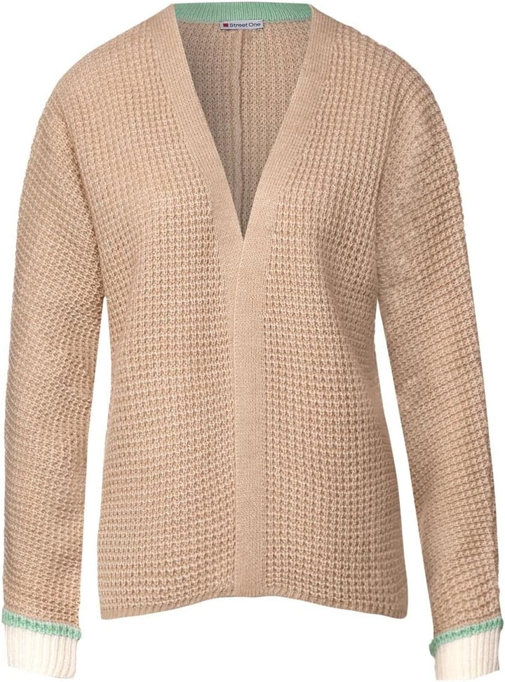 Street One Damen Offene Strickjacke, Buff Sand Melange