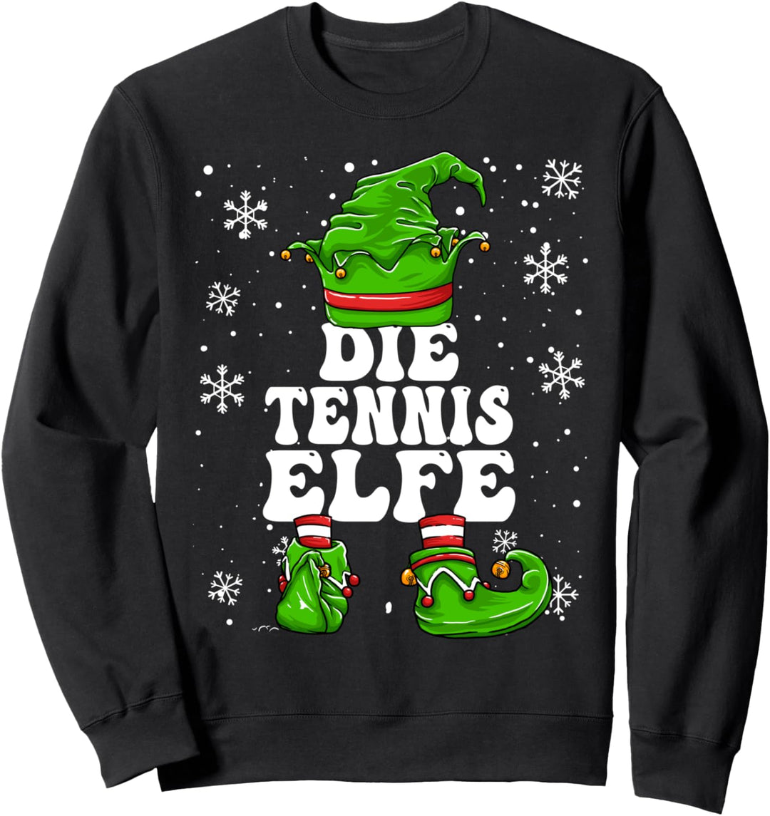 Tennis Elfe Damen Mädchen Tennisplatz Elf Design Weihnachten Sweatshirt