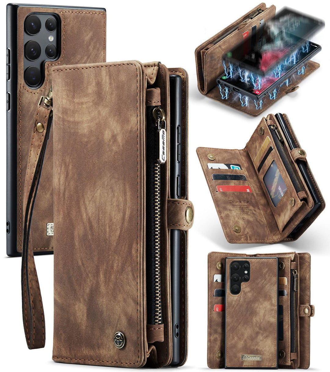 UFinetech Samsung S22+ Hülle, Stossfest Kartenfach Tasche Samsung Galaxy S22 Plus 5G Handyhülle, Fli