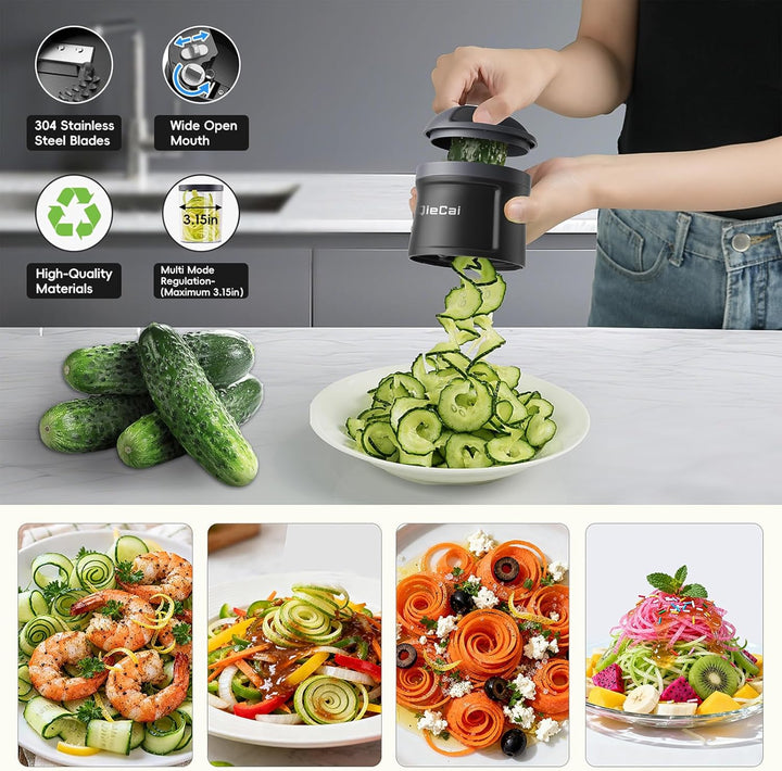 Spiralschneider Gemüse mit Behälter- 4 in 1 zucchini spiralschneider Gemüseschneider Spaghetti Gemüs
