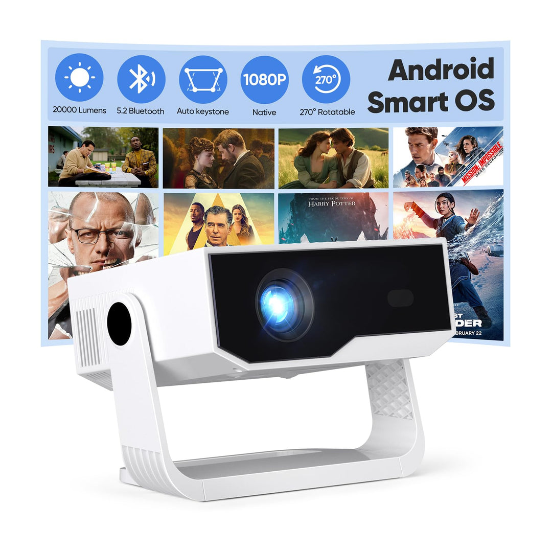 ZDK 2026 Upgrade Smart Beamer Integrierte Apps, Android 14, unterstützt 4K 1080P, Trapezkorrektur, W