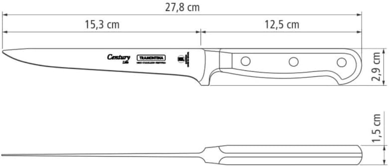 Tramontina Ausbeinmesser CENTURY, 15 cm, Edelstahl DIN 1.4110, schwarz, rostfrei Ausbeinmesser 15 cm
