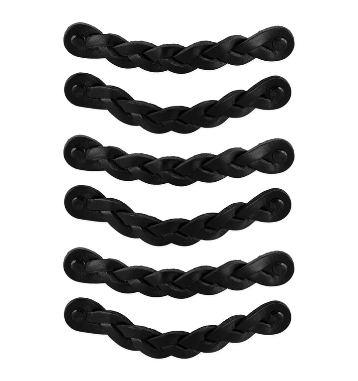 Brute Strength - Ledergriffe für Möbel - Geflochten - Schwarz - 6 Stück - 16,5 x 2,5 cm - Schrankgri