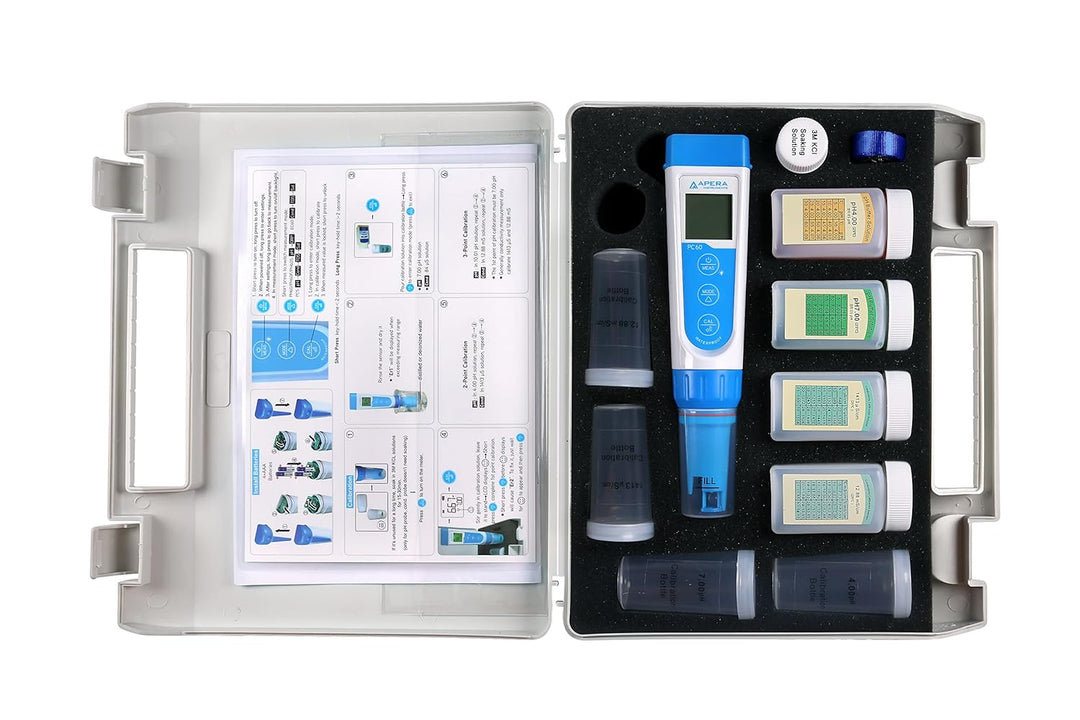 Apera Instruments PC60 Premium 5-in-1 Multiparameter-Messgerät (pH-Wert, Leitfähigkeit/EC, TDS) & PC