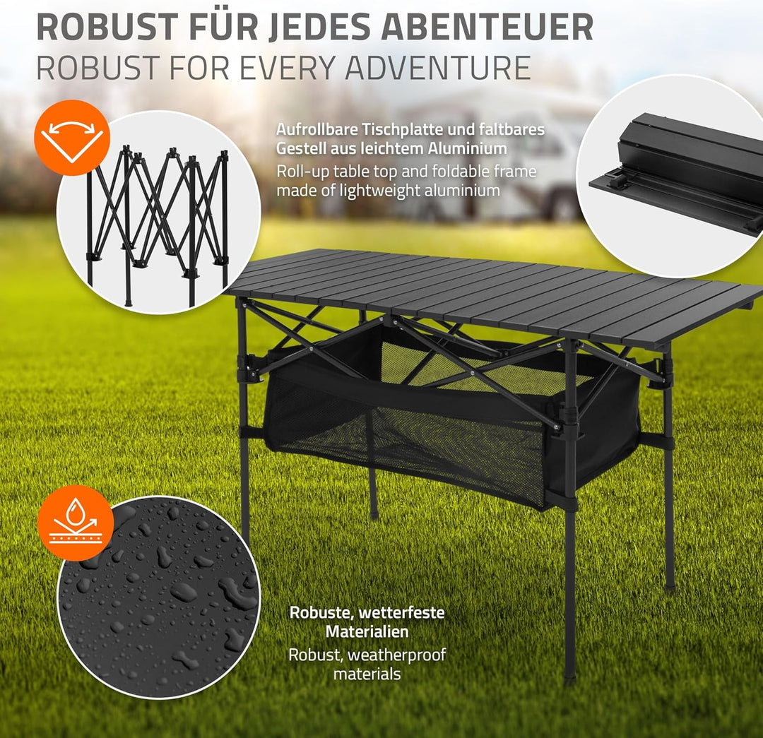 Hauki Campingmöbel Set 3tlg., Campingtisch faltbar Schwarz mit 2 Campingstühlen Blau, Camping-Set fü