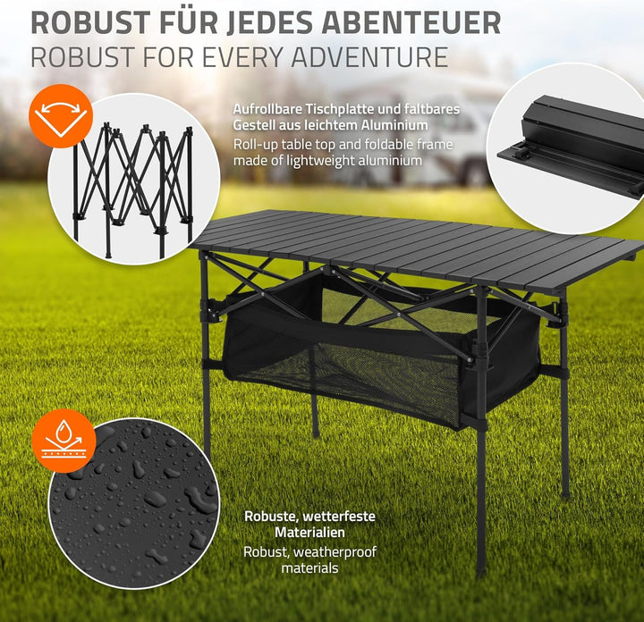 Hauki Campingmöbel Set 3tlg., Campingtisch faltbar Schwarz mit 2 Campingstühlen Blau, Camping-Set fü