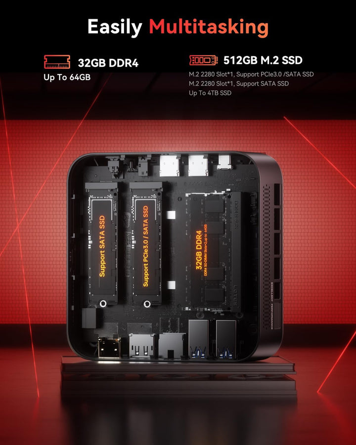 NiPoGi AM16 Mini PC ΑΜD Ryzen 5 PRO 5675U(Besser als 5560U/5600U,6C/12T, Max.4,3GHz),Mini Computer 3