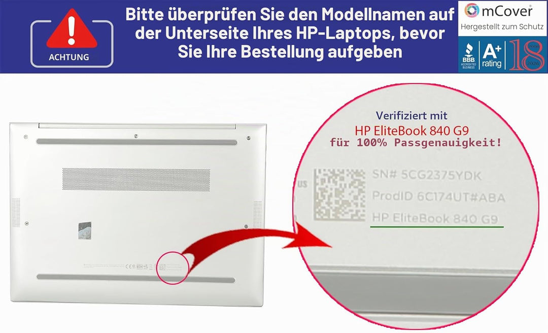 mCover Schutzhülle nur kompatibel mit HP EliteBook 840 (Intel CPU) | 845 (AMD CPU) G9 / G10 Serie No