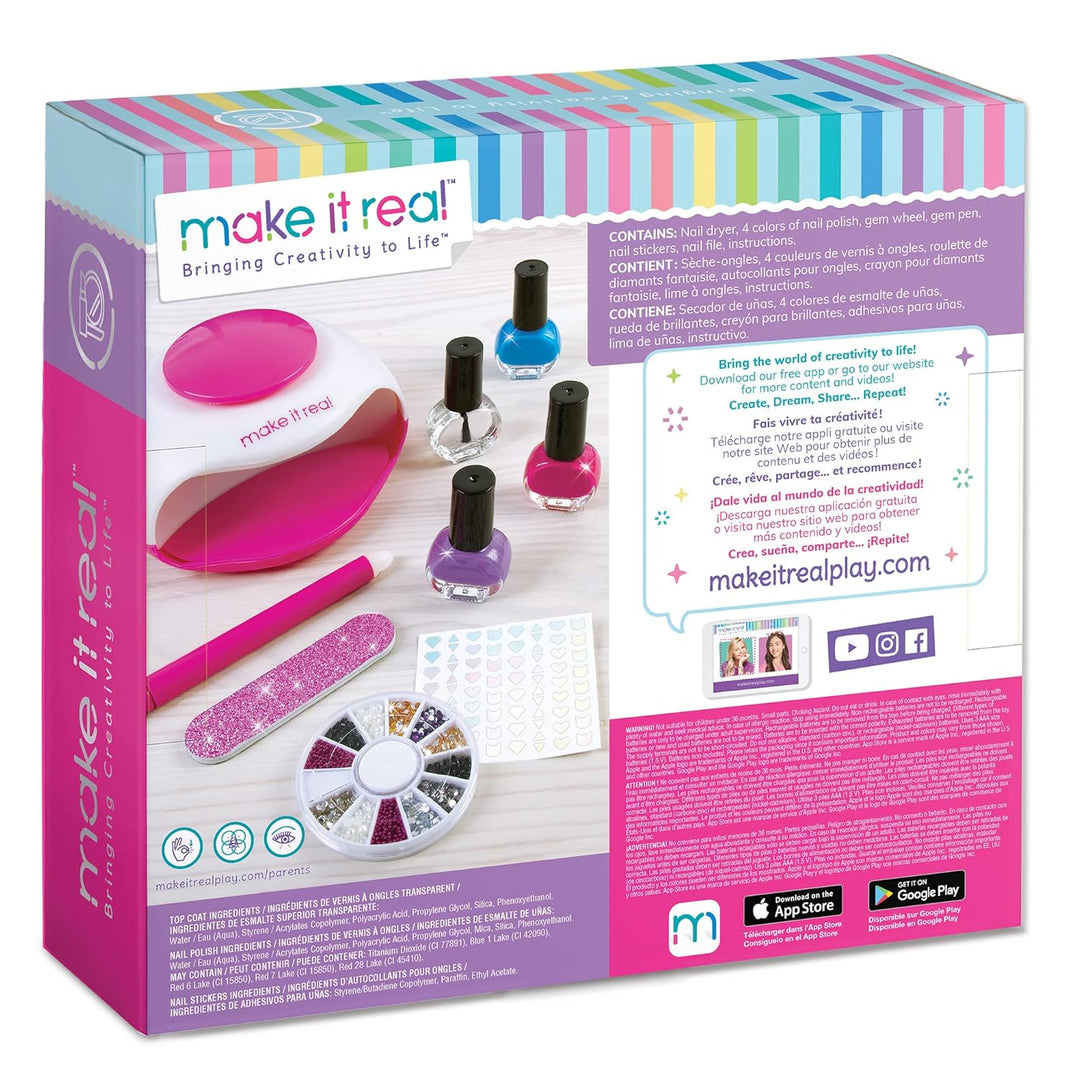 Make It Real Dream DIY Glitzer-Maniküre Nagellackset – Komplettes Spa-Erlebnis mit Lack, Stickern un