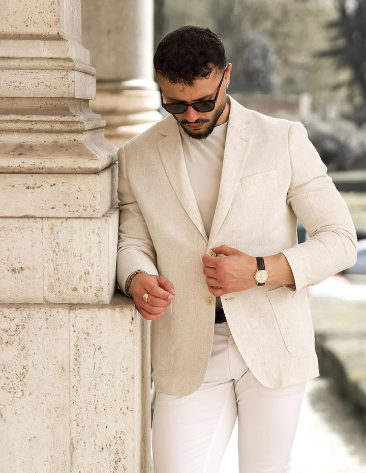 PJ PAUL JONES Herren Casual Slim Fit Leinen Jacke Leichtgewicht 2 Knopf Blazer Sporty Slim fit Leisu