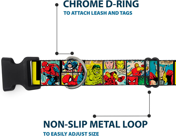 Hundehalsband, Kunststoff, Marvel Retro Comic Paneele, 40,6 bis 58,4 cm, 3,8 cm breit Mehrfarbig 1.5