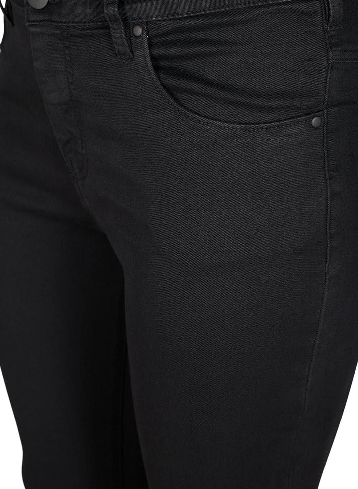 Zizzi Damen Grosse Grössen Amy Jeans Hohe Taille Slim Gr 42W / 30L Schwarz, 42W / 30L Schwarz