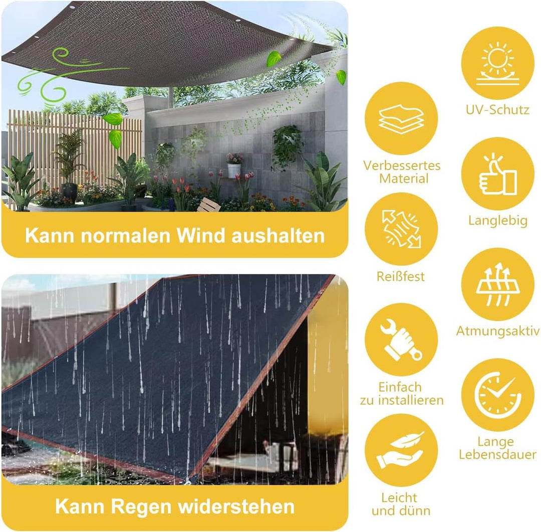2x6M Sonnenschutz Netz Schattierungsnetz mit Ösen, 90% Sonnenschutz Leicht und Haltbarkeit Gewächsha