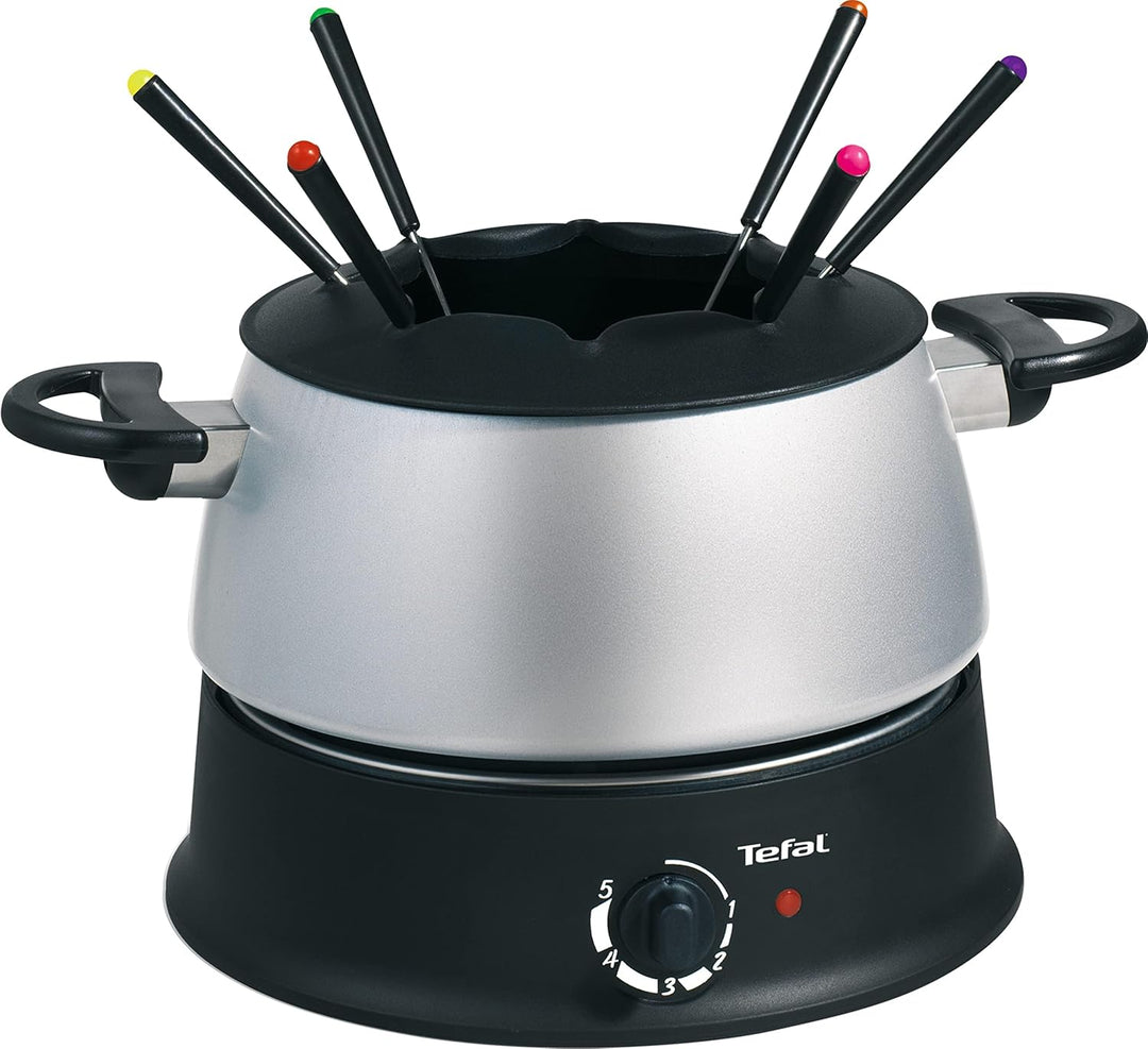 Tefal EF3000 Base Ronde Fondue | 1,200 Watt | mit sechs Gabeln | Für jede Fondueart: Öl, Käse, Schok